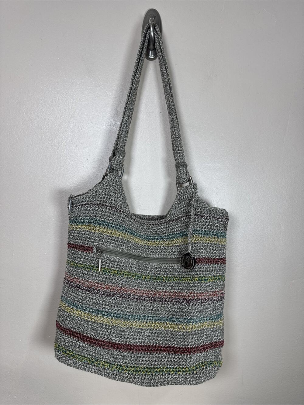 The Sak Purse Shoulder Bag Large Multicolored Crochet Rainbow Boho